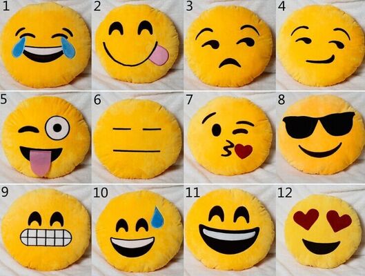 Yellow Emoji Emoticon Round Stuffed Baby Sleeping Pillow For Home Use
