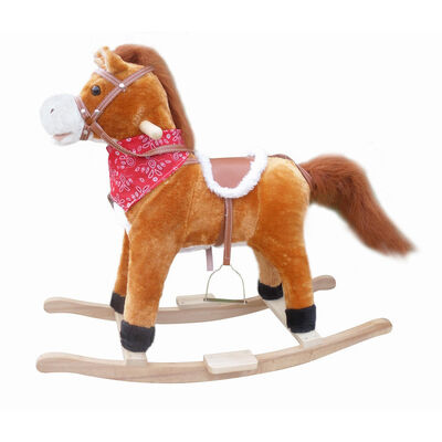 Cute Children Rocking Horse Toys Sound Moving Mouth Tail Led Light Big