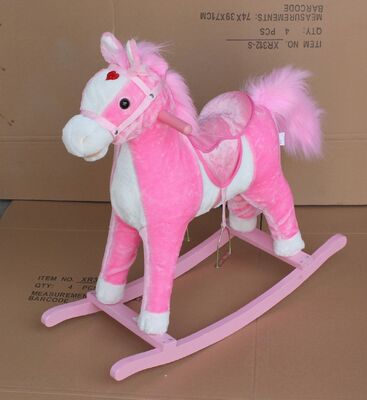Plush Rocking Horse With Sound  Moving Mouth and Tail For Children Ride on Playing