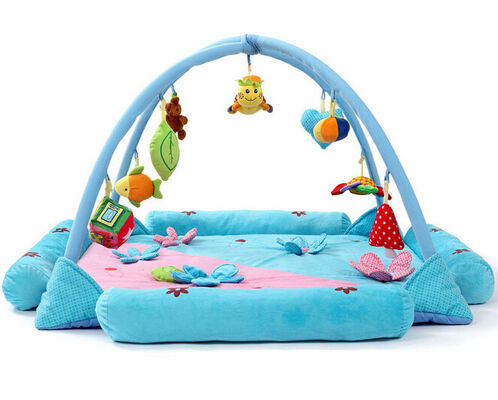 Personalised Happy Garden Blue Baby Play Gyms Soft Foam Floor